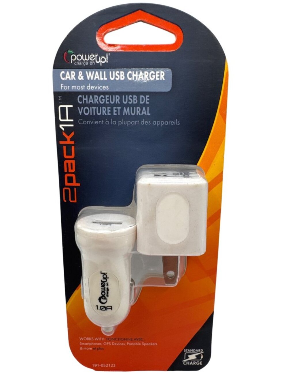 PowerUp 2-Pack 1A Car & Wall USB Charger Standard Charge For Smartphones GPS & P